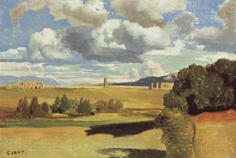 Jean Baptiste Camille  Corot The Roman Campagna,with the Claudian Aqueduct Spain oil painting art